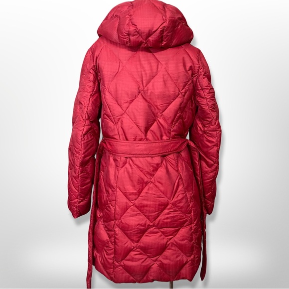 Eddie Bauer Premium Goose Down Belted Red Long Puffer Parka SP - Picture 8 of 12